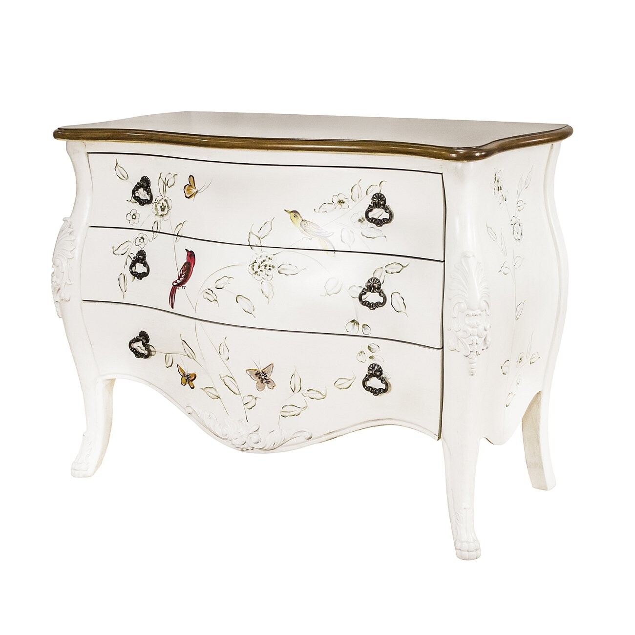 Комод белый с росписью в стиле прованс и 3 ящиками Provecho - изображение 3