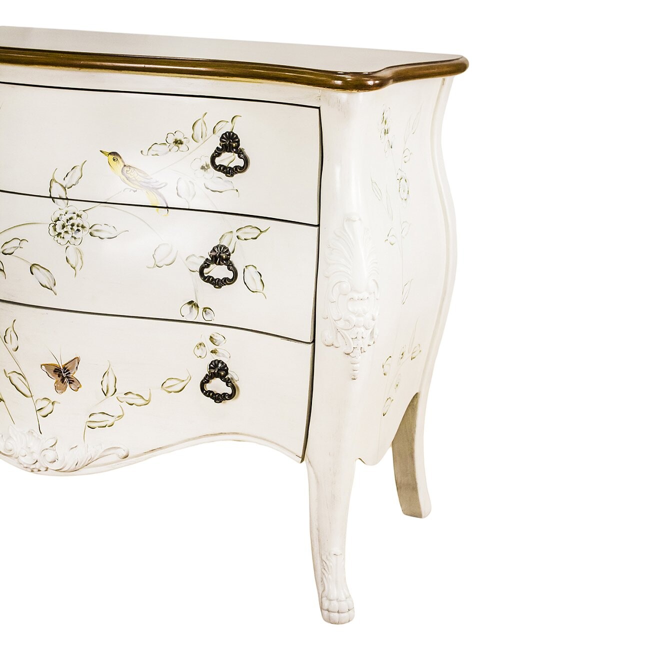 Комод белый с росписью в стиле прованс и 3 ящиками Provecho - изображение 4