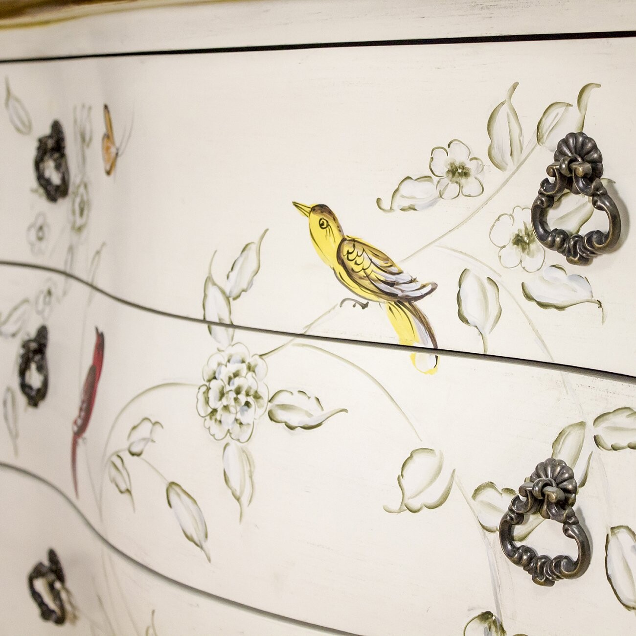 Комод белый с росписью в стиле прованс и 3 ящиками Provecho - изображение 5