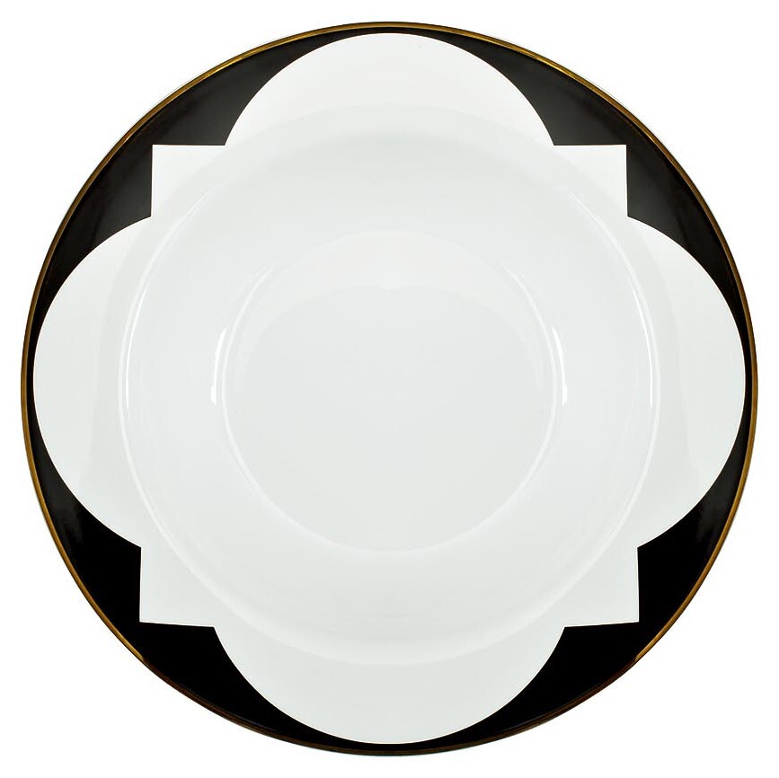 Тарелка суповая 21 см черно-белая