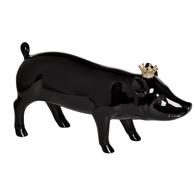 Статуэтка декоративная 18х9 см черная "Свинка с короной"