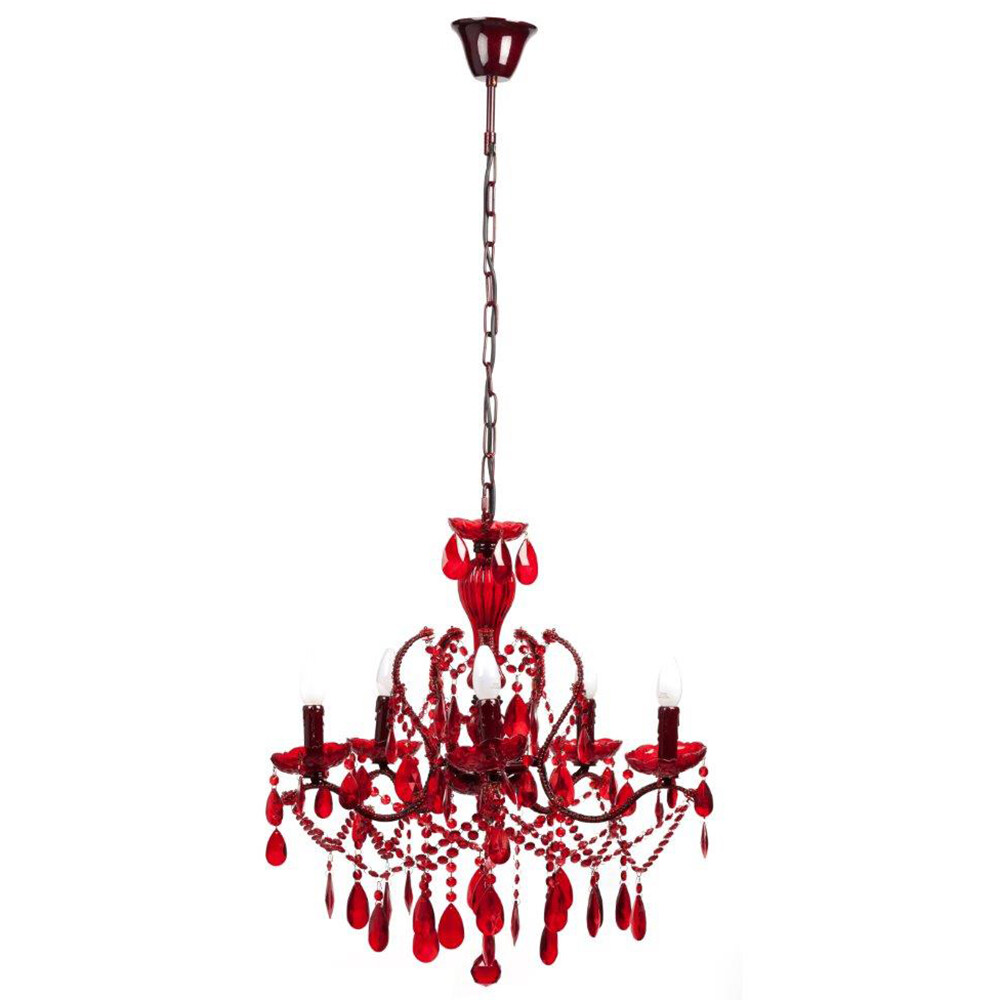 Люстра 19th C. Rococo Iron & Smoke Crystal Round (красная) красная - изображение 5