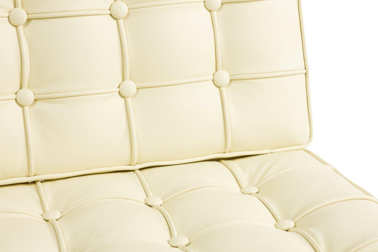 Кресло кожаное с хромированными ножками кремовое Barcelona Chair - изображение 3