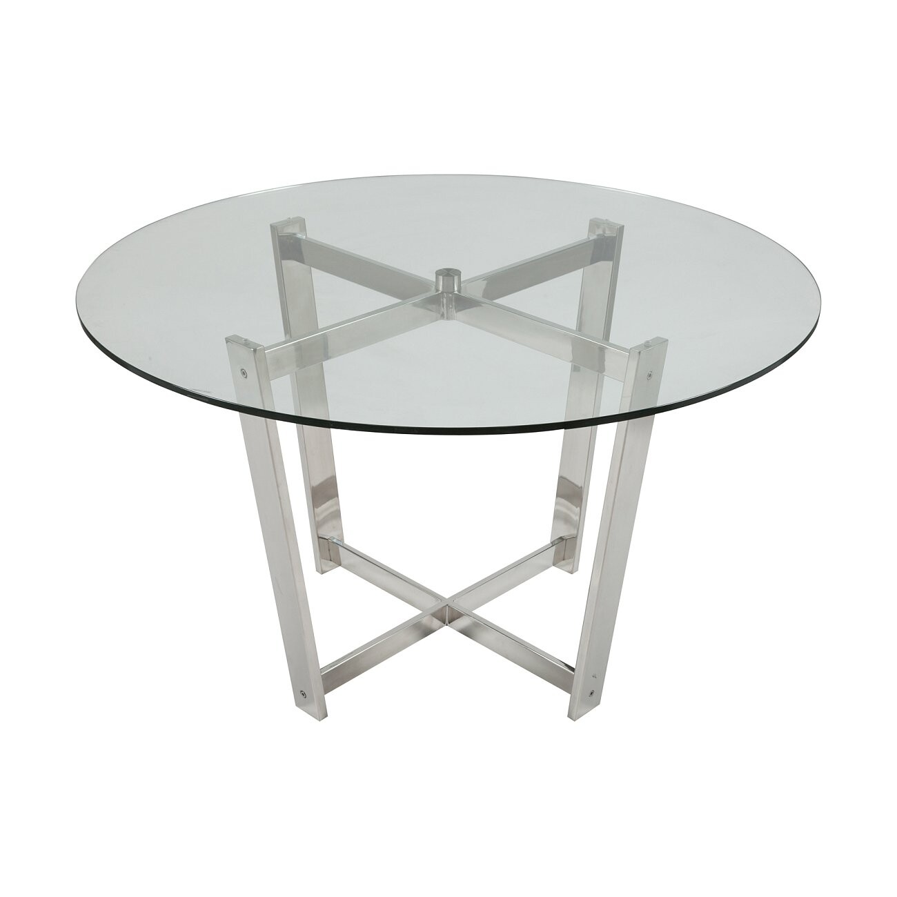 Обеденный стол стеклянный круглый с ножками хром 120 см Kmarine - изображение 3