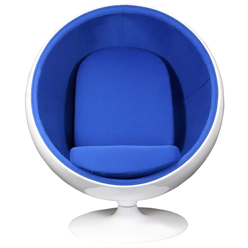 Кресло круглое бело-синее Eero Ball - изображение 2