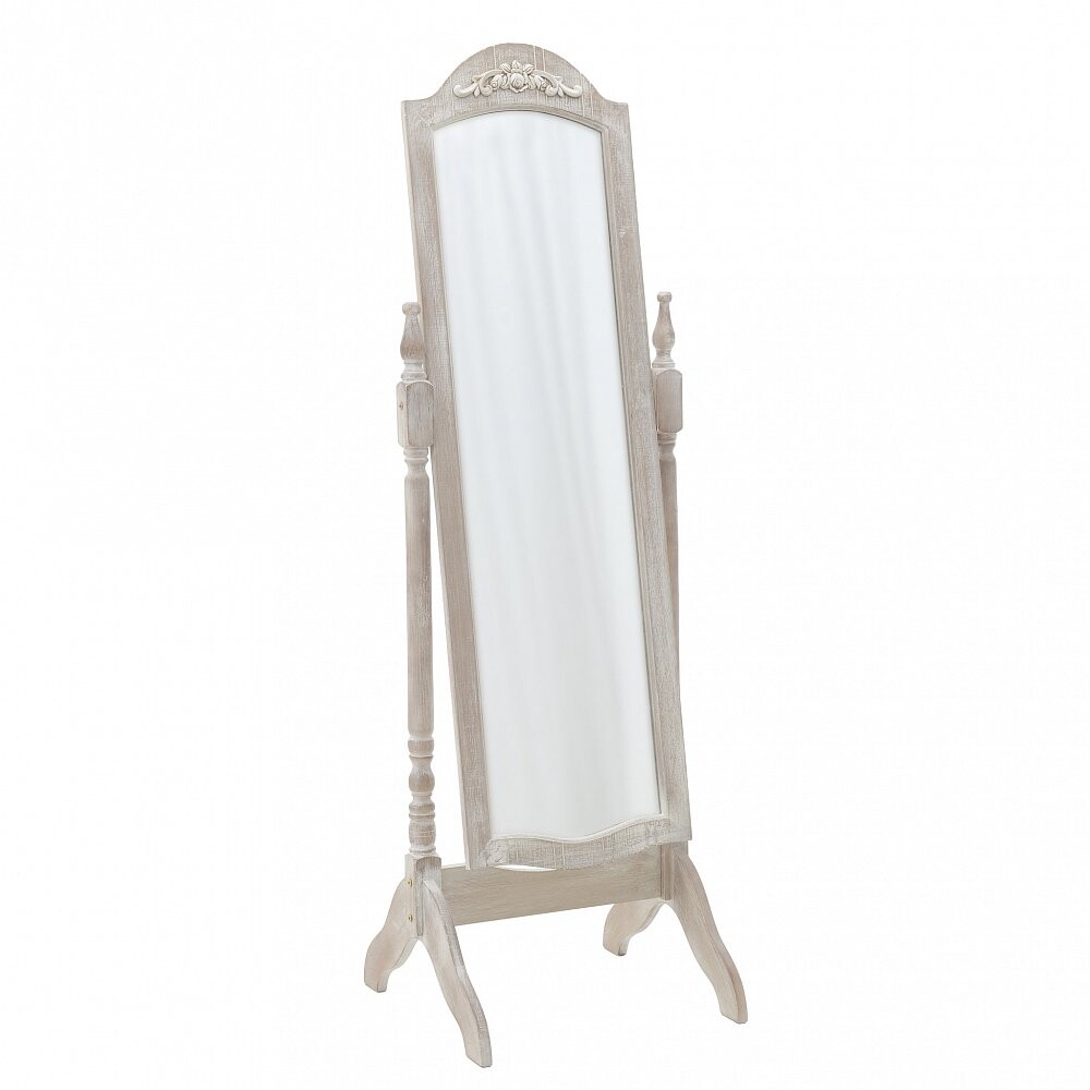 Зеркало напольное на подставке белое с резьбой White