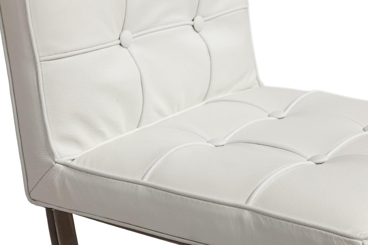 Стул барный кожаный белый с металлическим каркасом, хром Barcelona - изображение 2