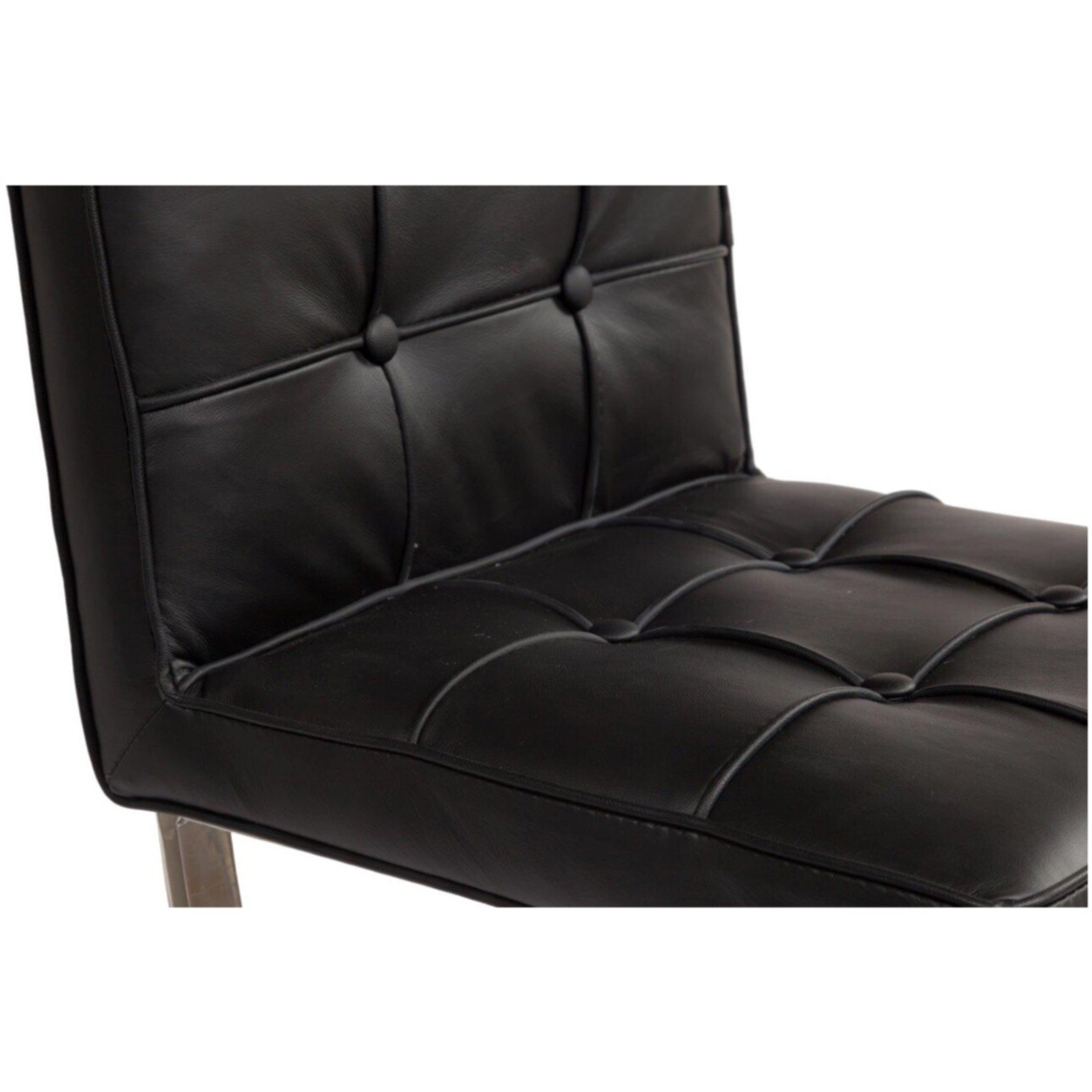 Стул барный кожаный черный с металлическим каркасом, хром Barcelona - изображение 2