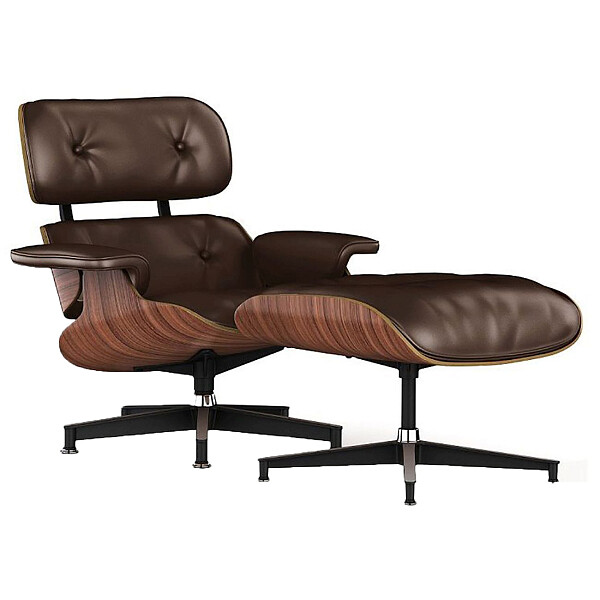 Кресло кожаное коричневое с подставкой для ног Lounge Chair & Ottoman - изображение 1