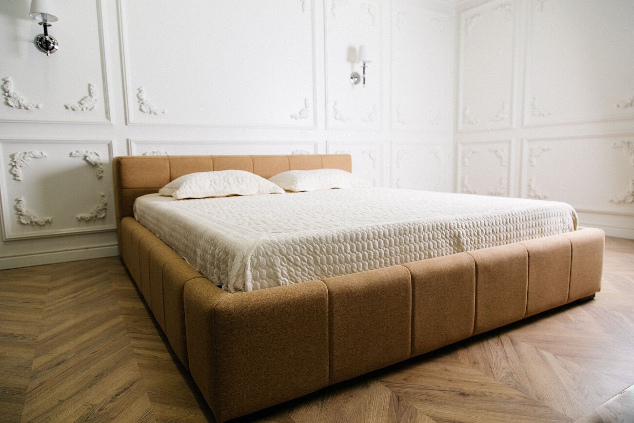 Кровать двуспальная 180х200 бежевая Squaring Basso - изображение 3