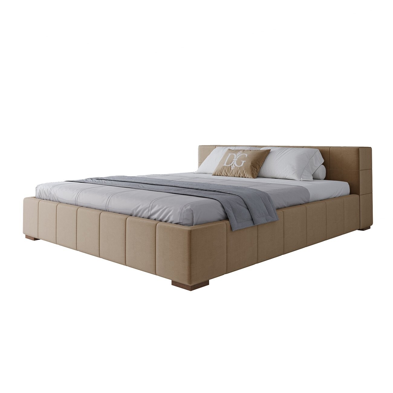 Кровать двуспальная 180х200 бежевая Squaring Basso - изображение 4