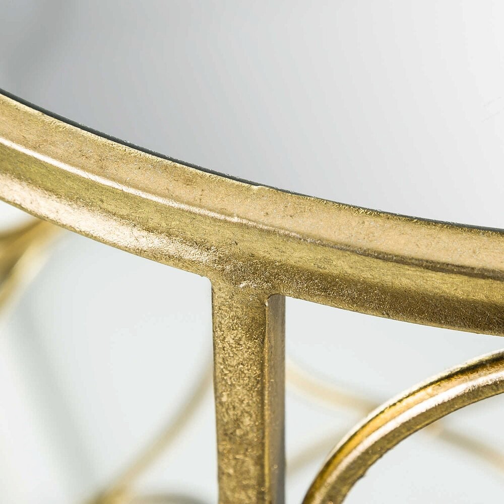 Приставной столик круглый золотой с зеркальными полками 41 см