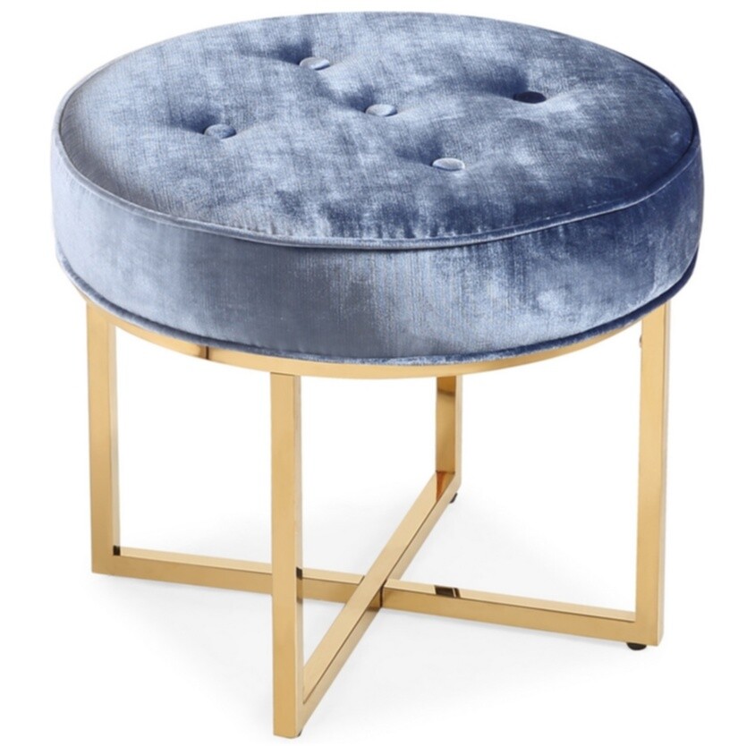 Пуфик синий на золотом каркасе Blue Metall - изображение 2