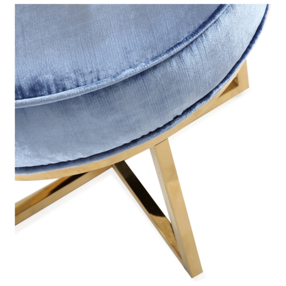 Пуфик синий на золотом каркасе Blue Metall - изображение 3