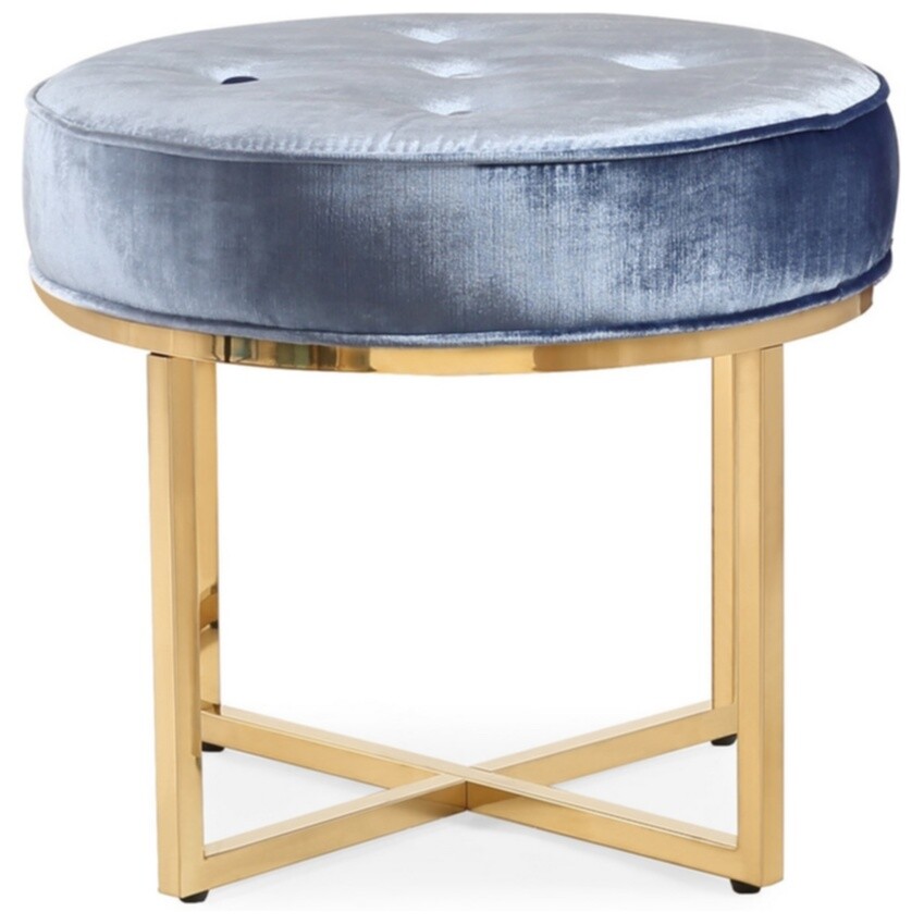 Пуфик синий на золотом каркасе Blue Metall - изображение 4
