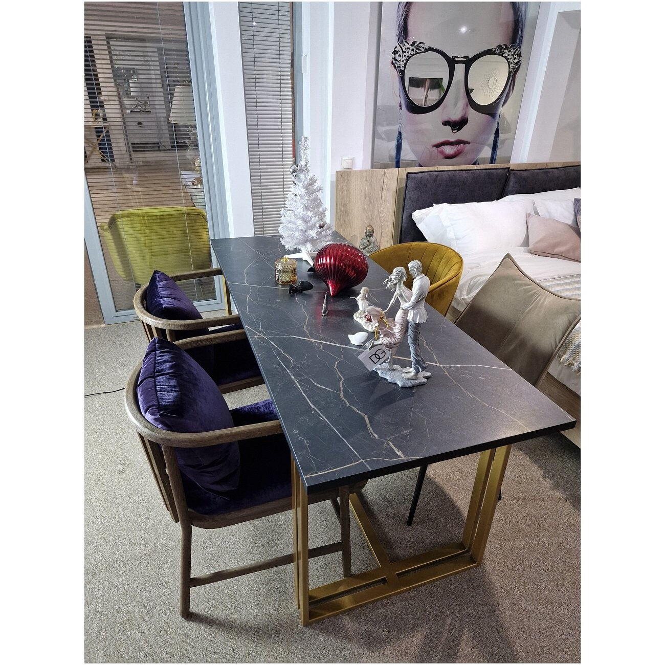 Обеденный стол 70х180 см черный, золото DG-OB-STOL - изображение 2