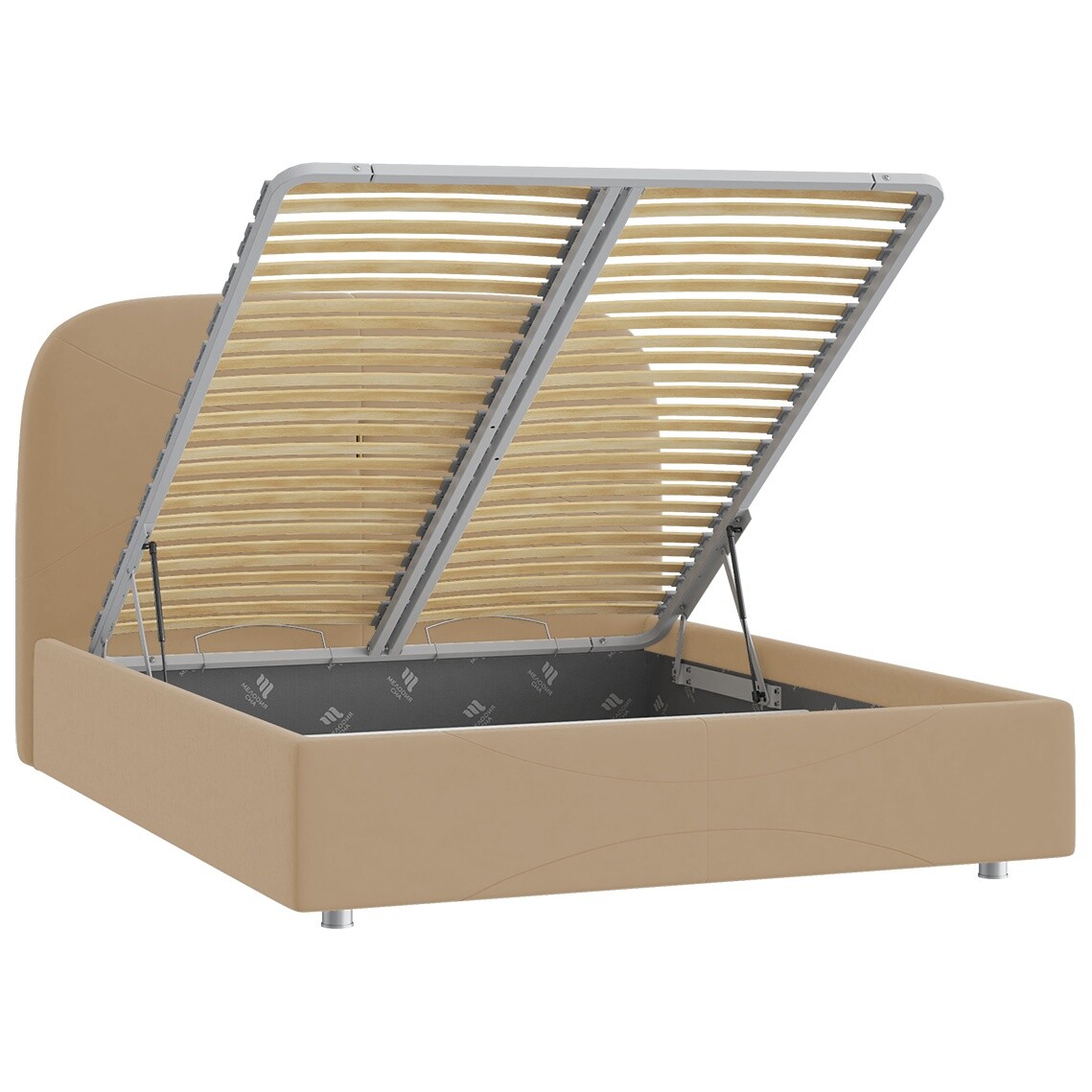 Кровать с подъемным механизмом полутораспальная 140х200 см кремовая "Лондон" - изображение 3