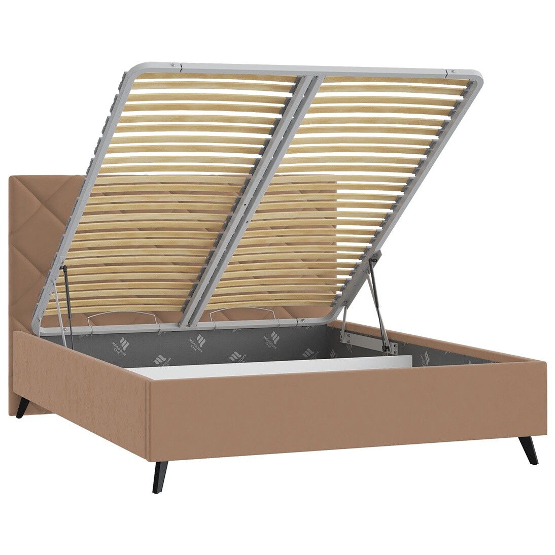 Кровать с подъемным механизмом полутораспальная 140х200 см бежевая "Марсель" - изображение 2