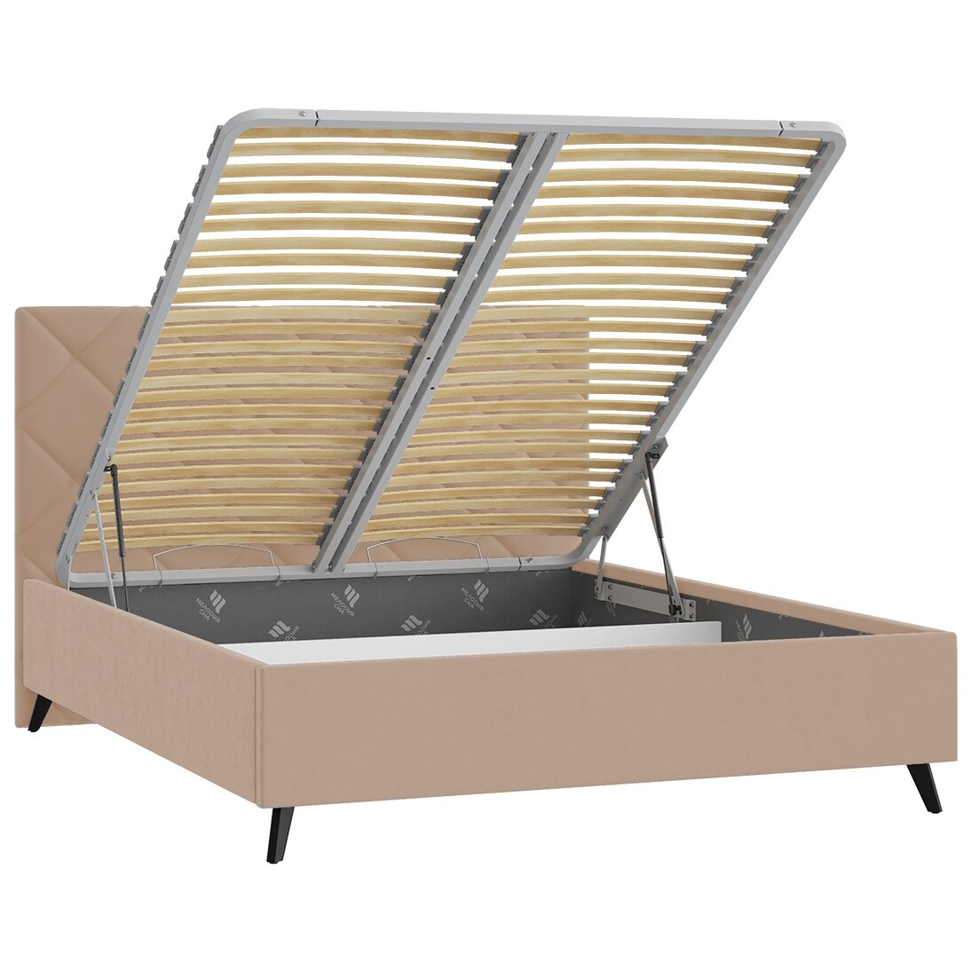 Кровать с подъемным механизмом двуспальная 180х200 см светло-бежевая "Марсель" - изображение 2