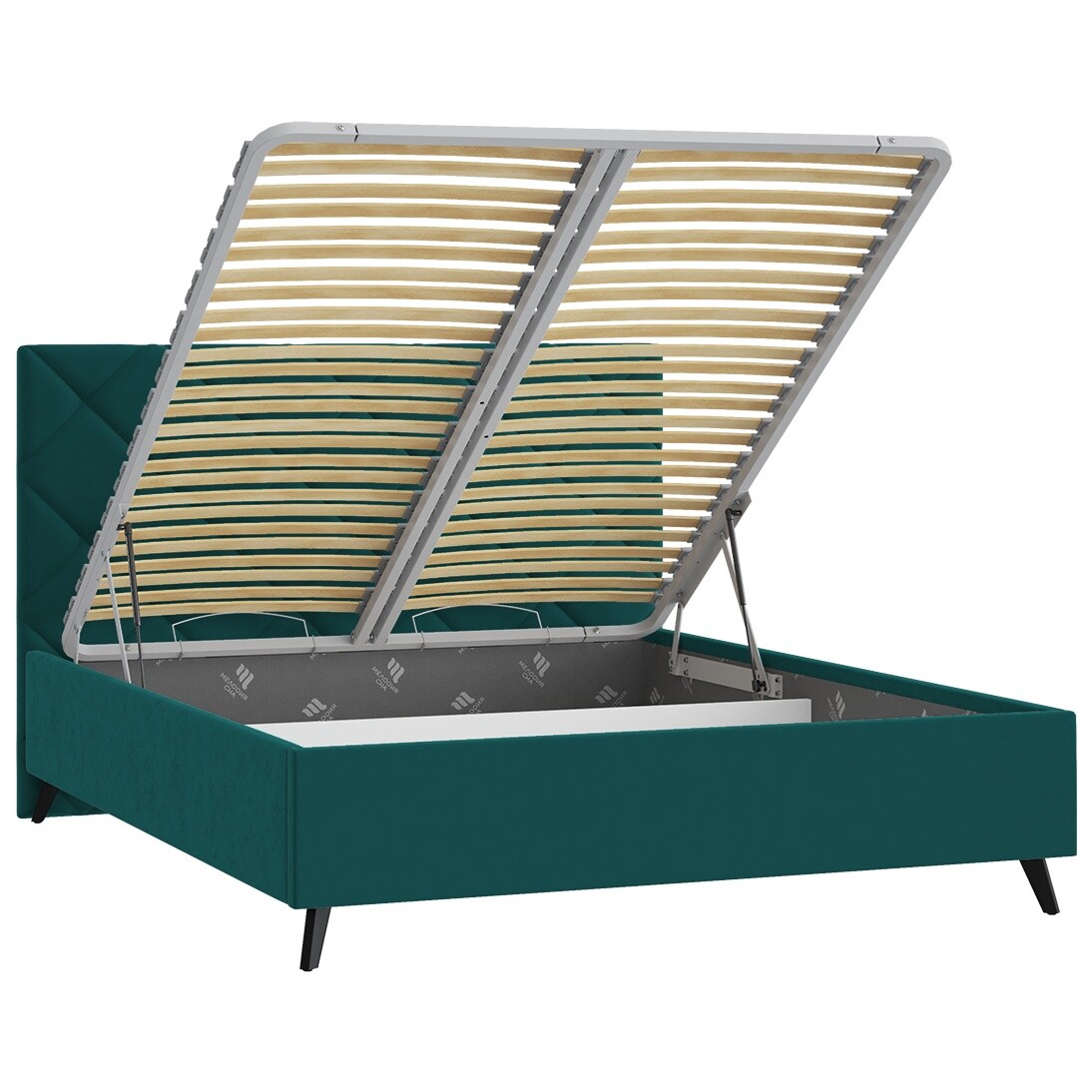 Кровать с подъемным механизмом двуспальная 180х200 см изумрудная "Марсель" - изображение 3