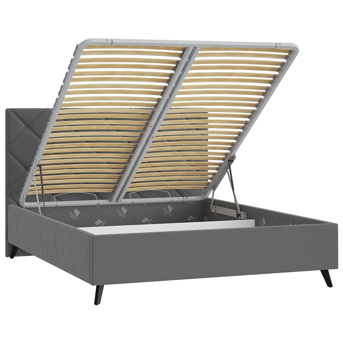 Кровать с подъемным механизмом двуспальная 180х200 см серая "Марсель" - изображение 2