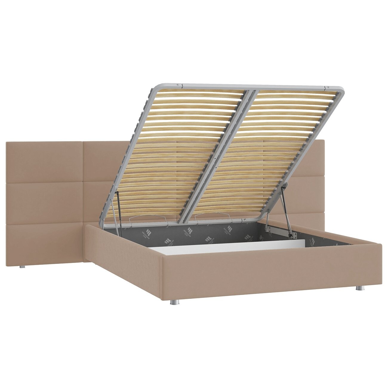 Кровать с подъемным механизмом полутораспальная 140х200 см светло-бежевая "Тренд" - изображение 4