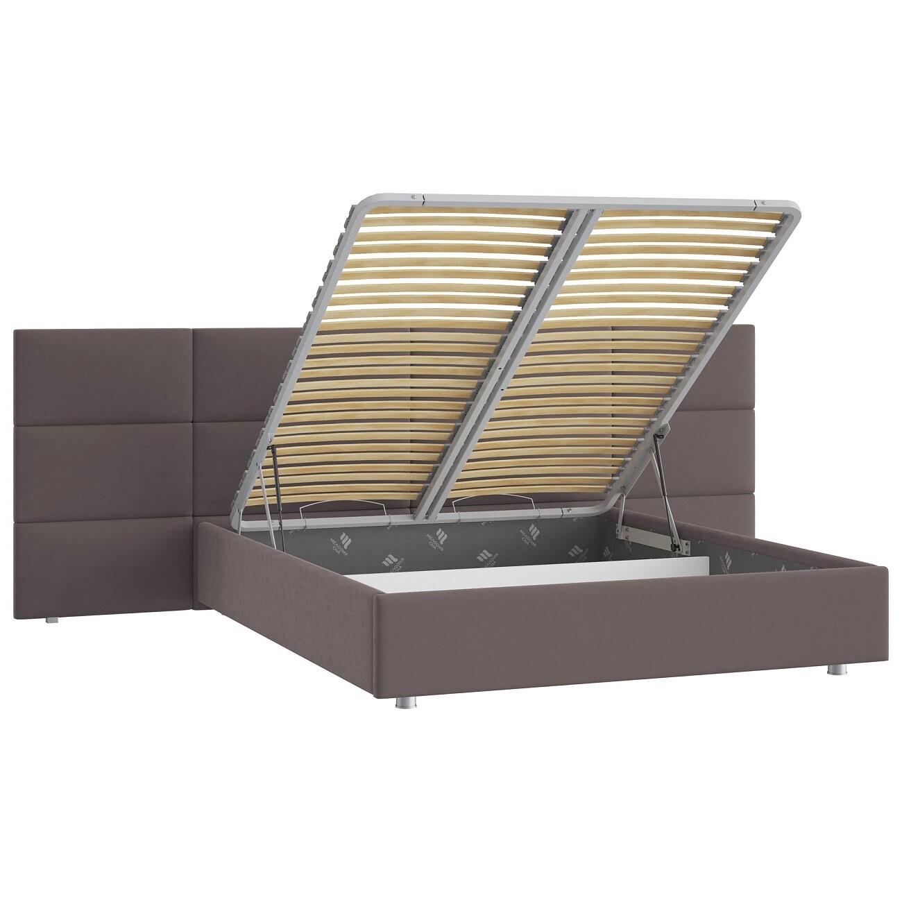 Кровать с подъемным механизмом двуспальная 160х200 см серо-бежевая "Тренд" - изображение 3