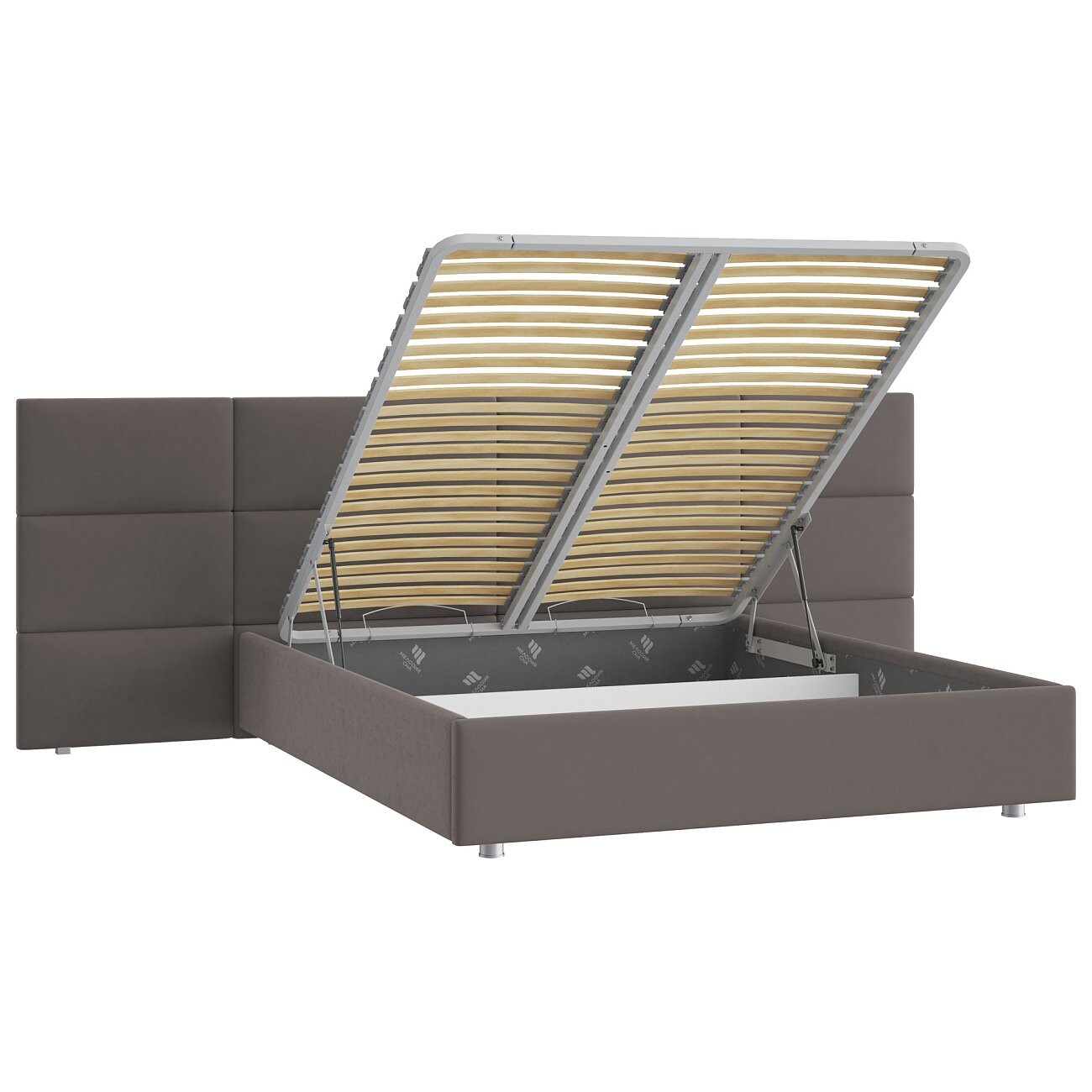 Кровать с подъемным механизмом двуспальная 180х200 см пепельная "Тренд" - изображение 3