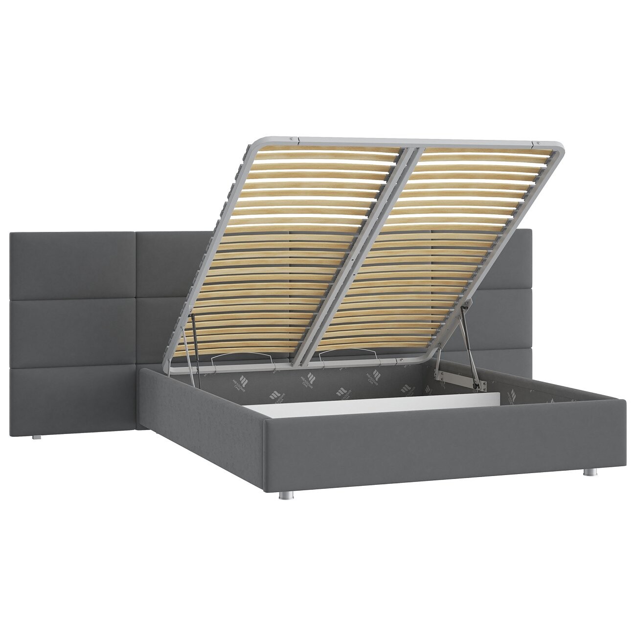 Кровать с подъемным механизмом двуспальная 180х200 см серая "Тренд" - изображение 4