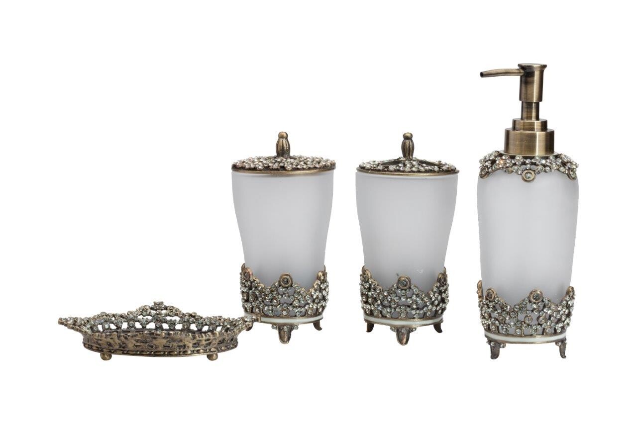 Ёмкость для хранения стеклянная в ванную белая Lisette - изображение 2