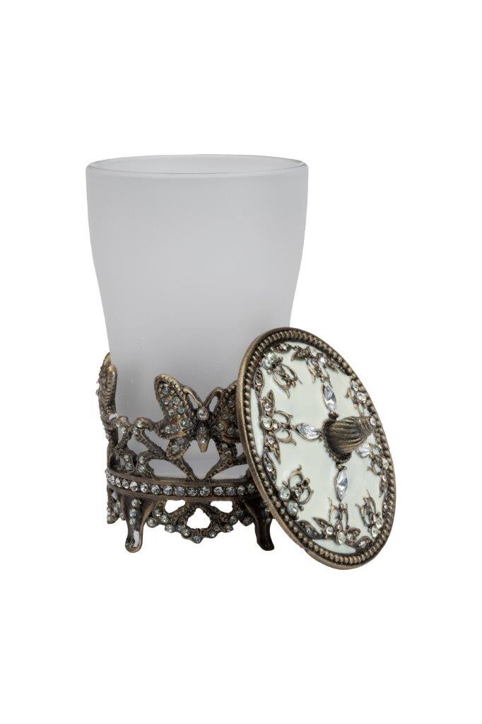 Ёмкость для хранения стеклянная в ванную белая Lisette - изображение 3