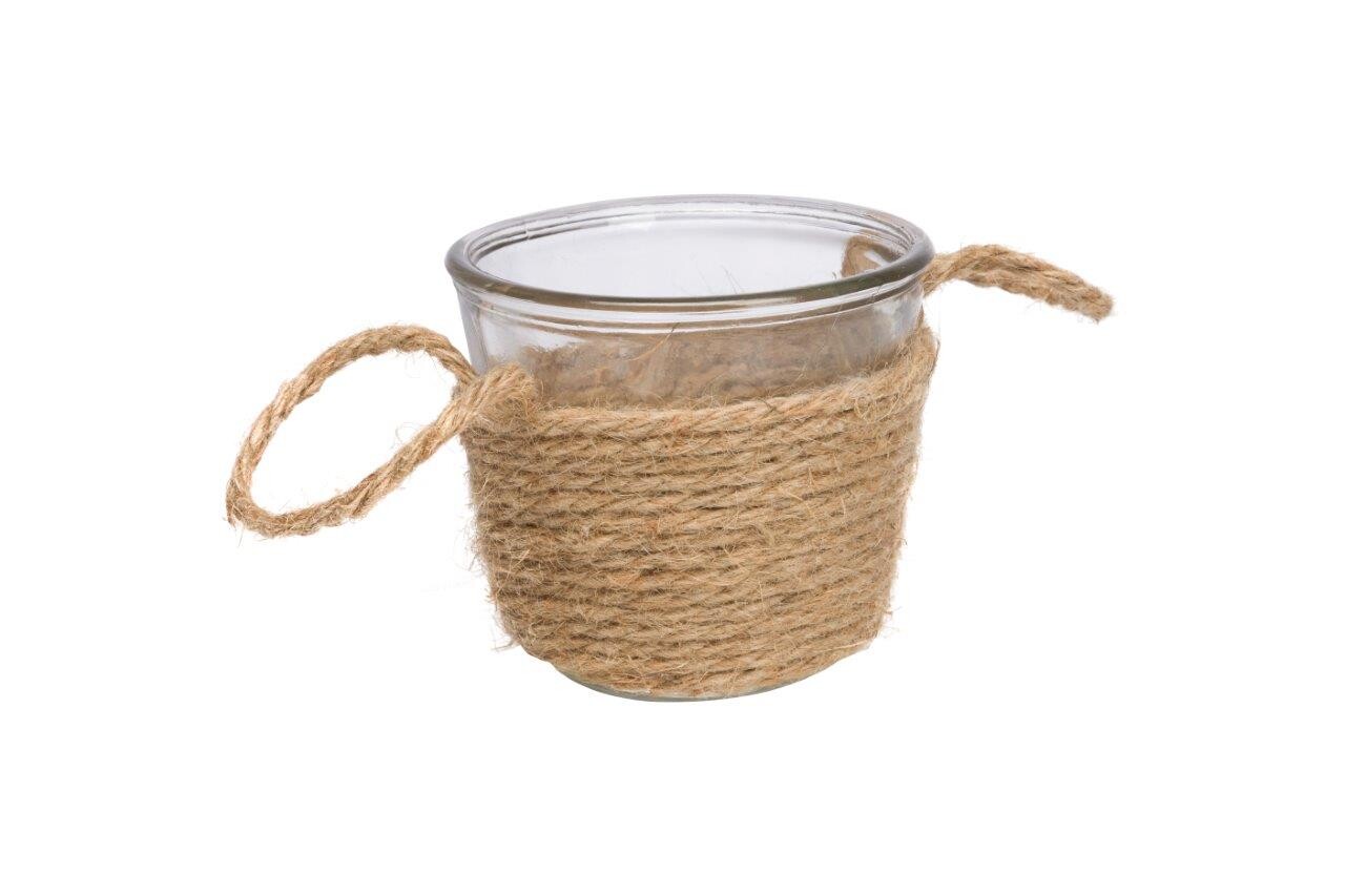 Ваза стеклянная прозрачная в оплетке из пеньки Xavier - изображение 2