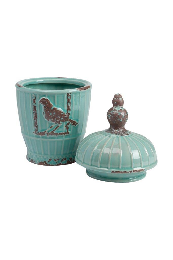 Ваза декоративная голубая с крышкой Zoltan - изображение 2