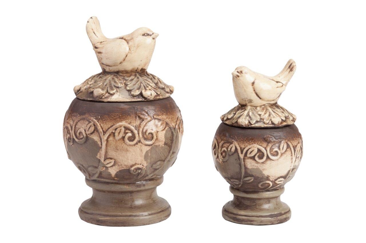 Статуэтка декоративная керамическая 22х13 см бежевая "Птичка на шаре" - изображение 2