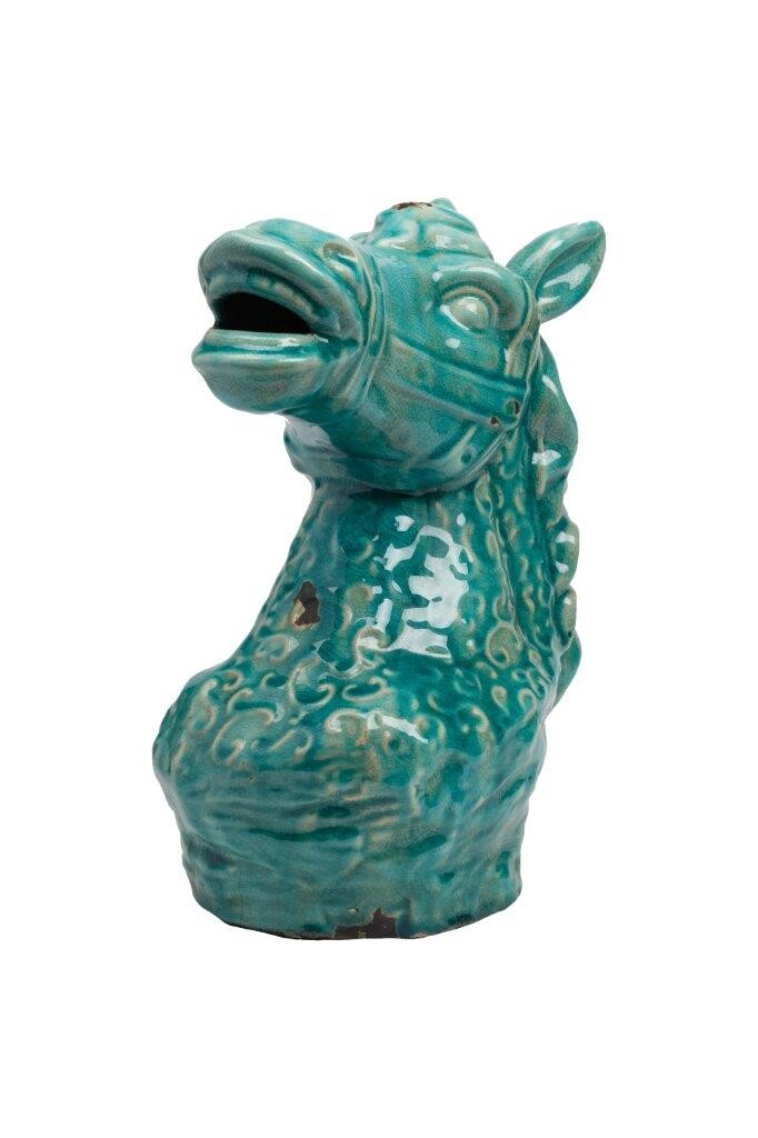 Статуэтка декоративная керамическая 29х23 см зеленая "Голова лошади Cristobal" - изображение 3