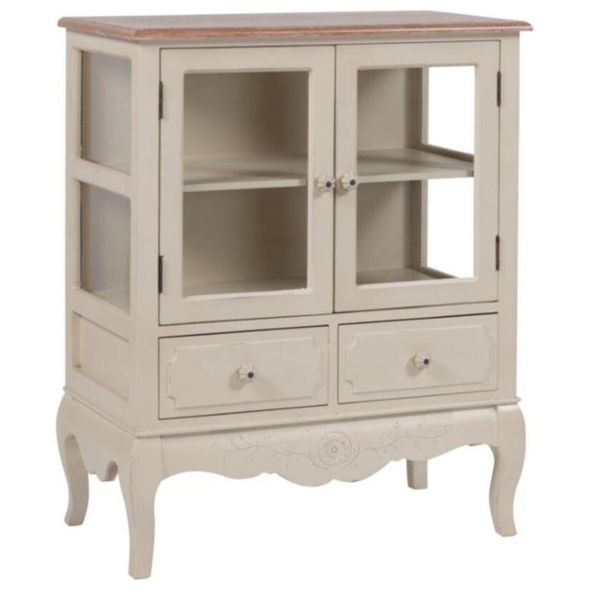 Шкаф-витрина с ящиками низкий бежевый Laurence - изображение 4