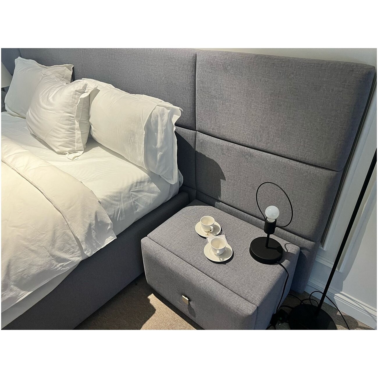 Кровать с 2 тумбочками двуспальная 160х200 см серая "Тренд" - изображение 12