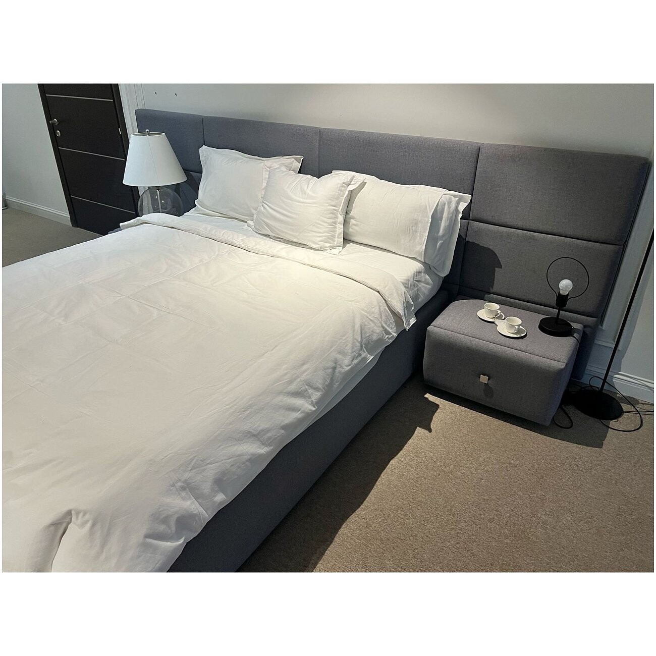 Кровать с 2 тумбочками двуспальная 160х200 см серая "Тренд" - изображение 7