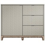 Комод с 3 ящиками на ножках осветленный дуб, серый шелк Case CS029 - изображение 1