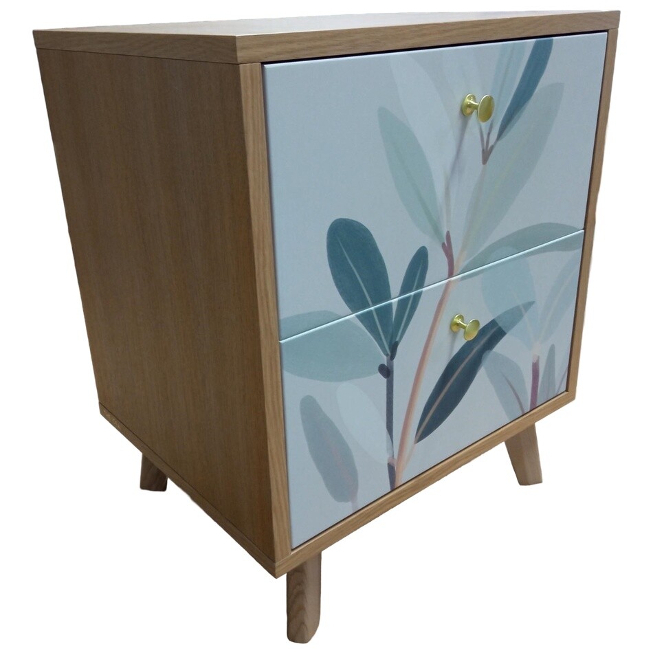 Прикроватная тумбочка с 2 ящиками на ножках осветленный дуб Frame - изображение 6