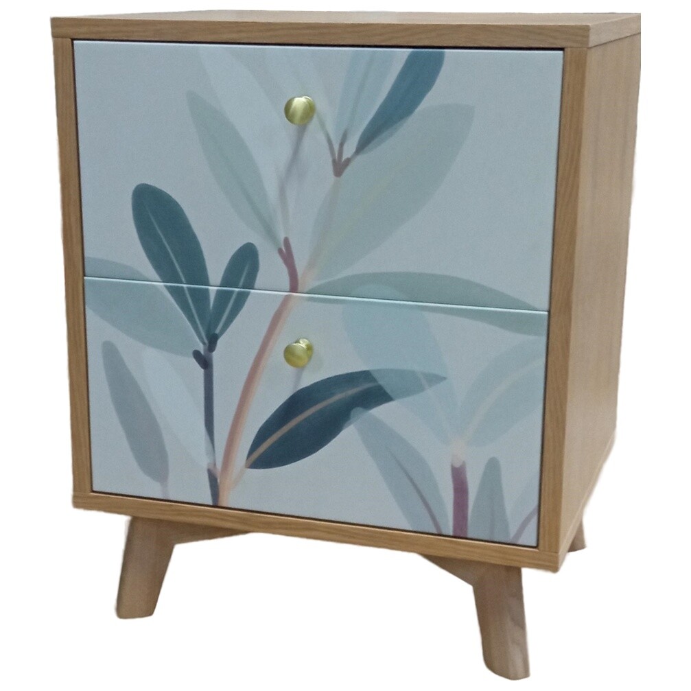 Прикроватная тумбочка с 2 ящиками на ножках осветленный дуб Frame - изображение 7