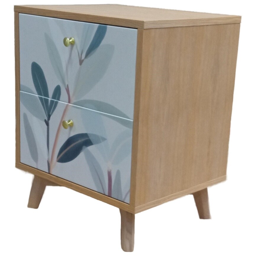 Прикроватная тумбочка с 2 ящиками на ножках осветленный дуб Frame - изображение 8