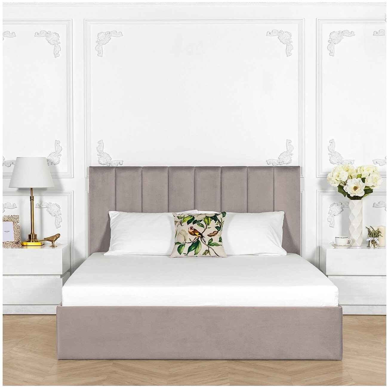 Кровать двуспальная с подъемным механизмом и ящиком для белья 160х200 дымчатая Вега - изображение 6