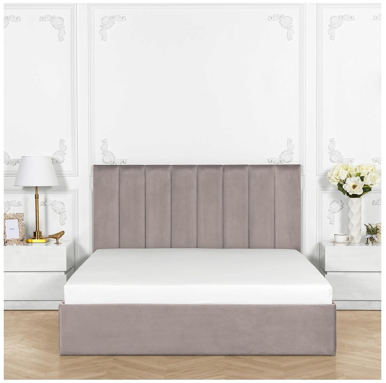 Кровать двуспальная с подъемным механизмом и ящиком для белья 160х200 дымчатая Вега - изображение 8