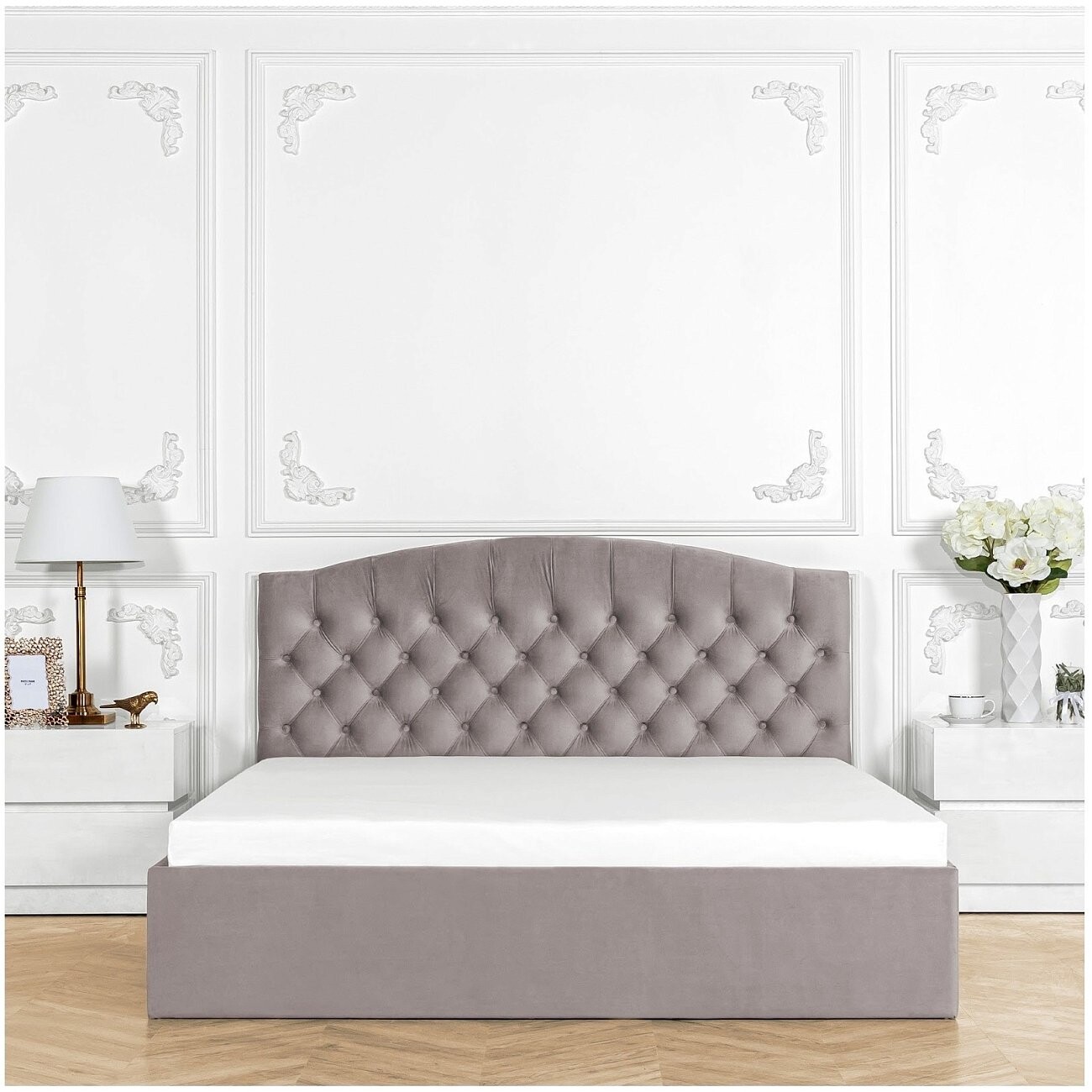 Кровать двуспальная с подъемным механизмом и ящиком для белья 160х200 дымчатая Грация - изображение 8