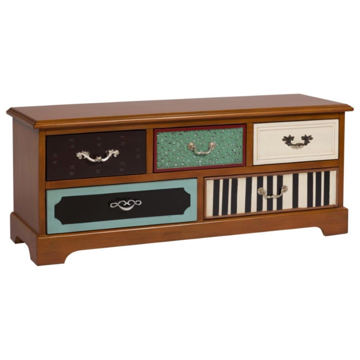 Комод деревянный низкий с 5 ящиками разноцветный Hurtado Big - изображение 3