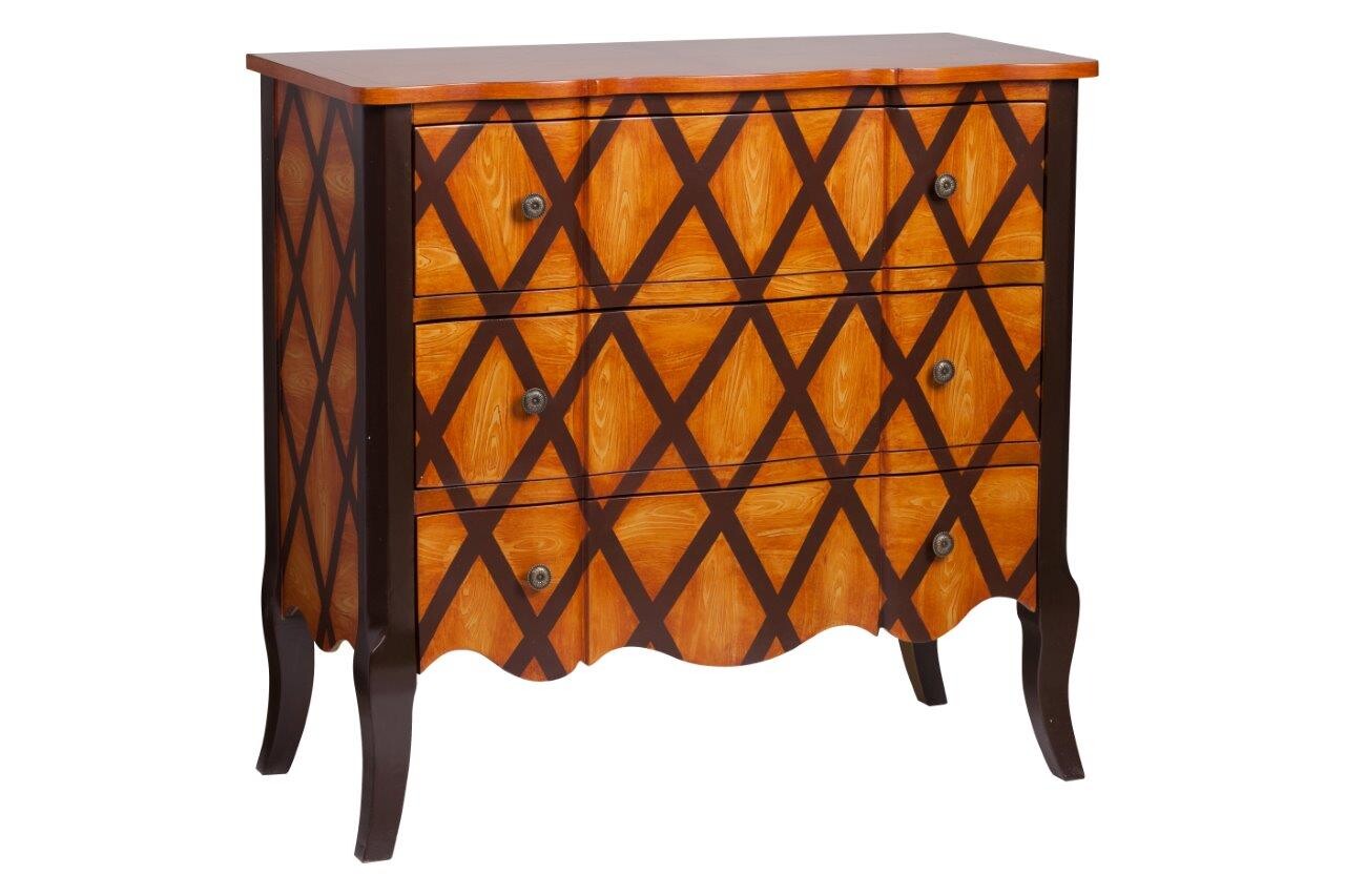 Комод с ящиками коричневый с узором ромбами Nusteria - изображение 2