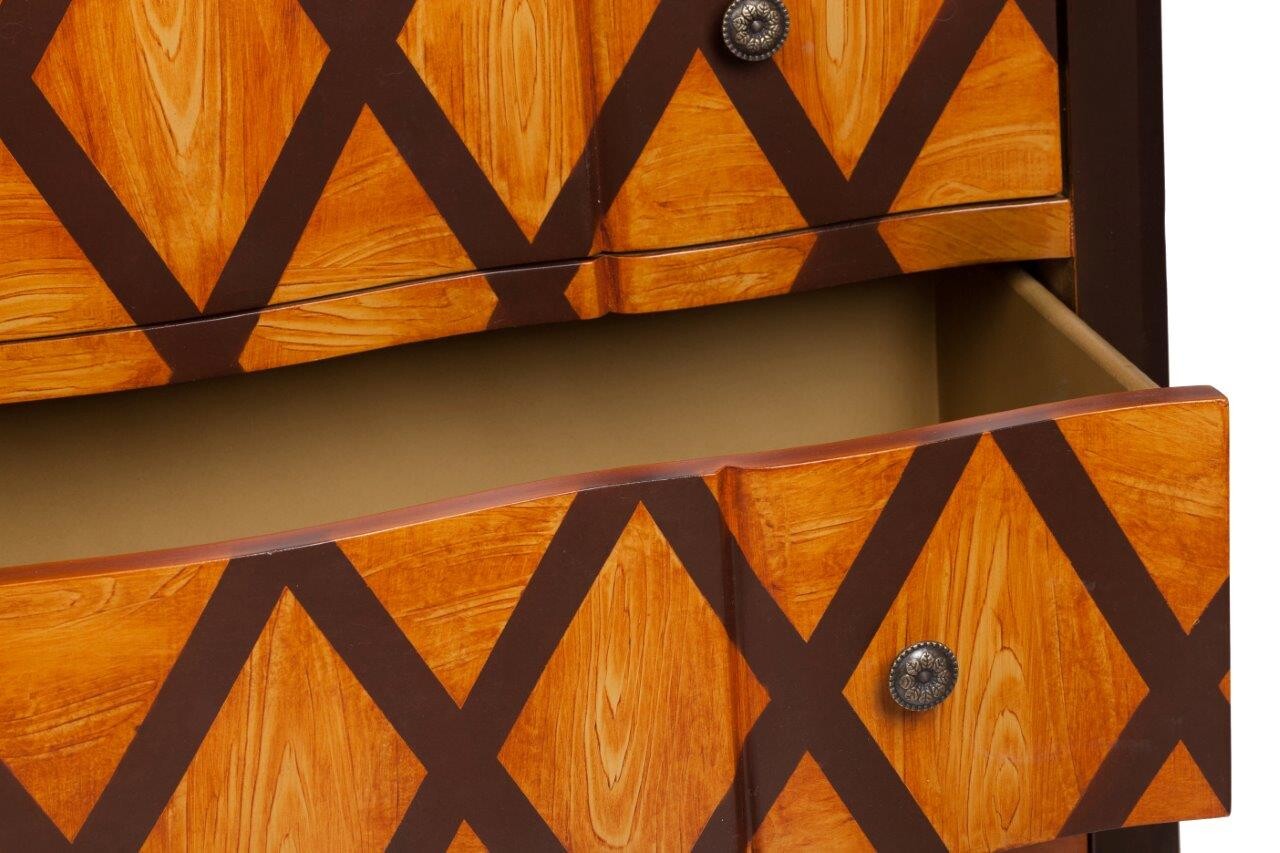 Комод с ящиками коричневый с узором ромбами Nusteria - изображение 3
