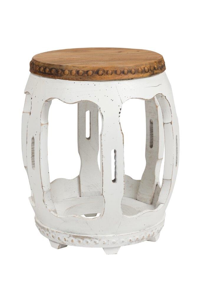 Столик-табурет приставной белый с деревянной столешницей Polinni White - изображение 4