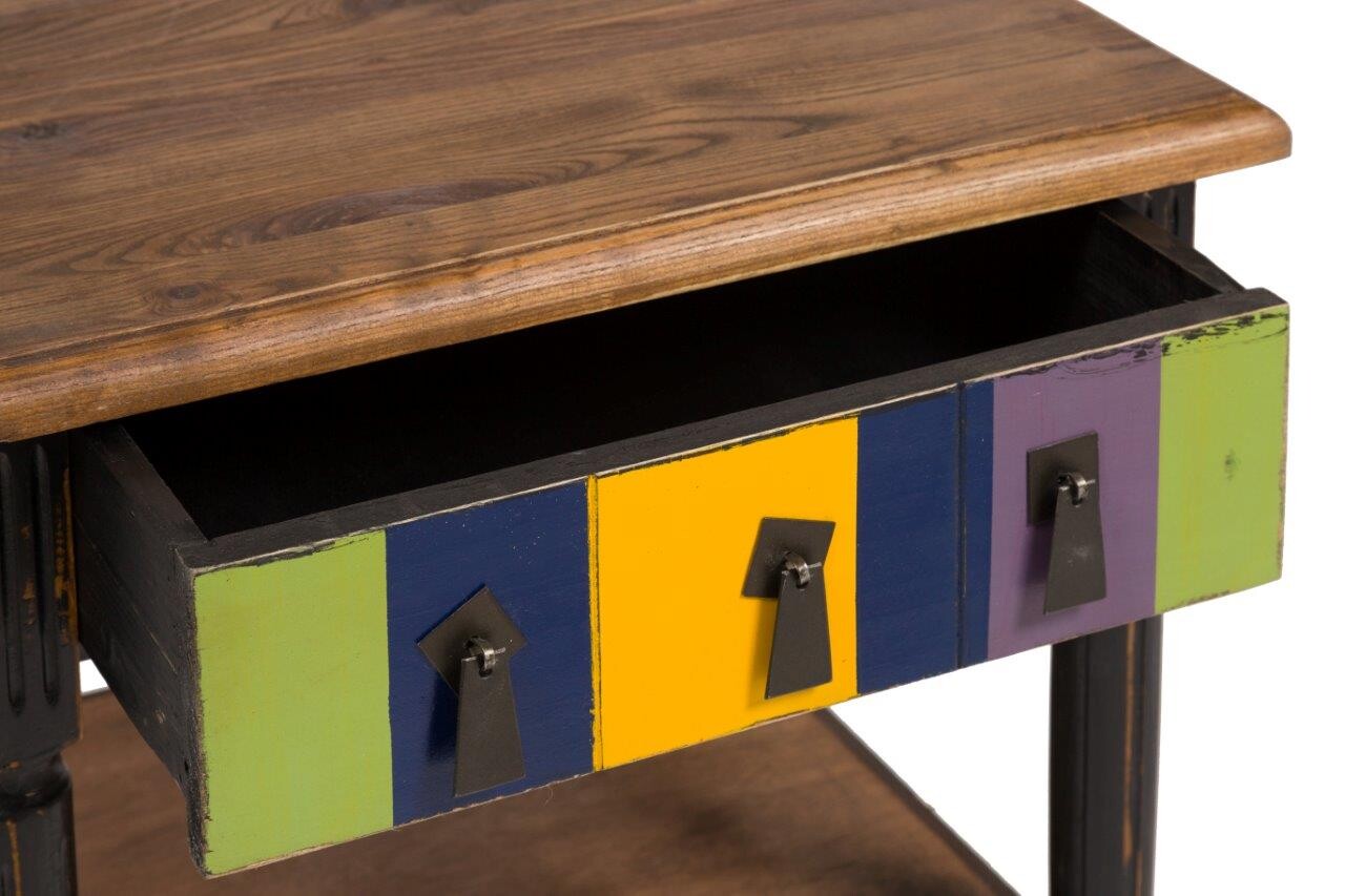 Приставной столик с ящиком и полкой коричневый 60 см Tavolozza - изображение 2